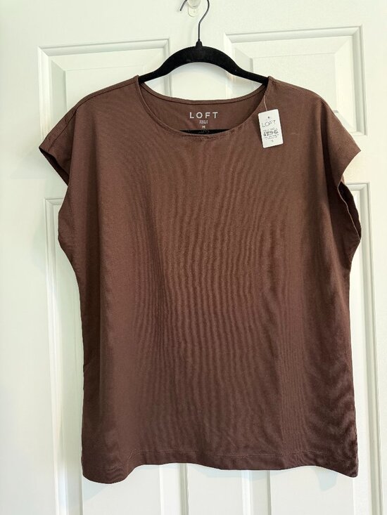 LOFT Tops - LOFT Brown Dolman Sleeve Tee Size Medium NWT